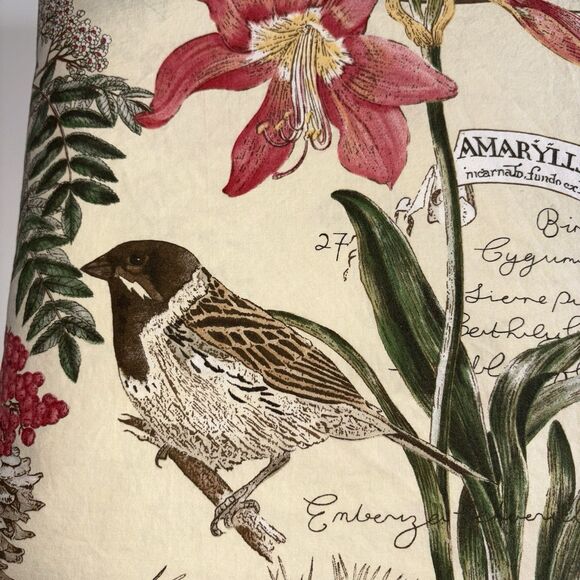 POTTERY BARN King Duvet Cover AMARYLLIS WINTER BIRDS PRINT Organic Cotton Button - Picture 3 of 12